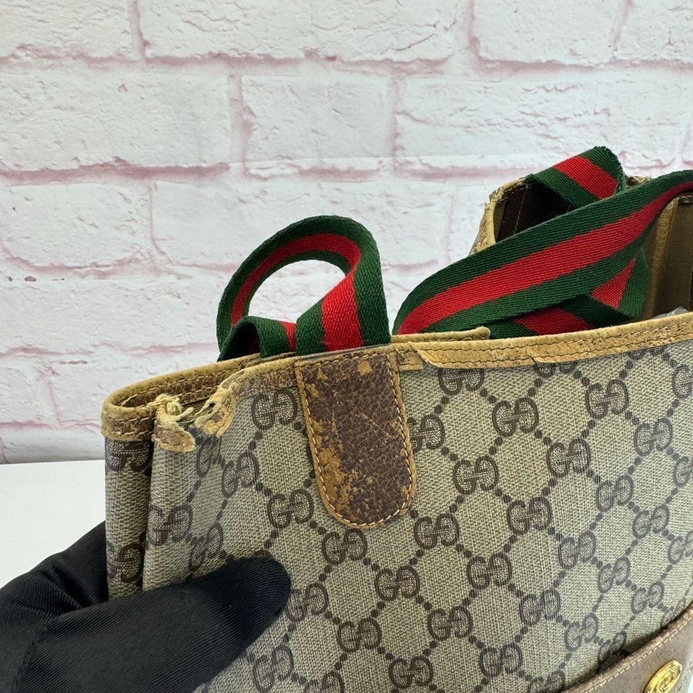 Gucci Vintage Web Sherry Line Beige Monogram Tote - Picture 12 of 15
